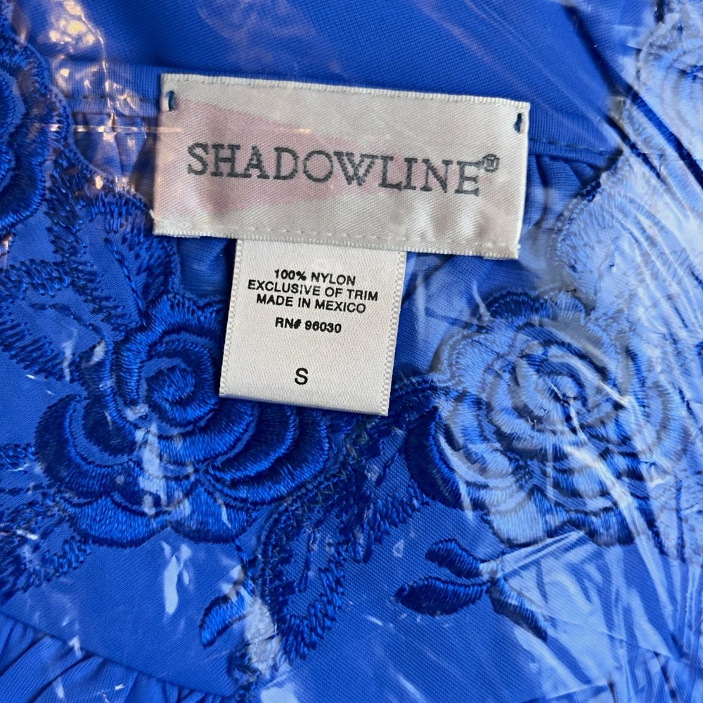 Shadowline Women's Blue Floral Lace Nylon Robe Tie Closure Size S